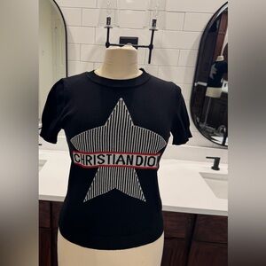 Christian Dior DiorAlps Lucky Star Wool Cashmere Short Sleeve Sweater Sz Small